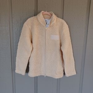 NN07 Men Morten Fleece Jacket Size XL Wool Blend Full Zip Long Sleeve In Cream
